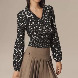 Maeve Smocked Buttondown Top